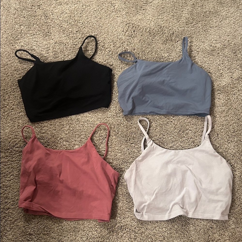 Set of Four Camisole Tops in Black, Blue, Pink, and White